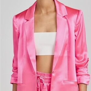 cinq a sept Hot Pink Satin Blazer